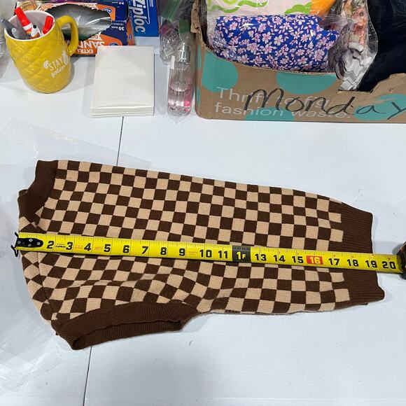 Willow & Wind Womens Brown & Tan Checkerboard V-Neck Sweater Vest Size XS - Picture 6 of 6